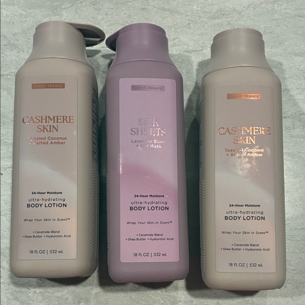 Cashmere Skin & Silk Sheets Body Lotion Trio - Lavender, Cream, Tan